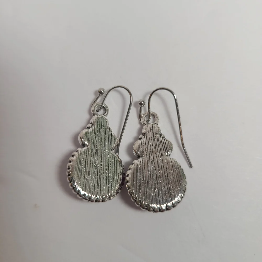 Pink Stone & Crystal Dangle Earrings – Silver Tone Boho Chic - Picture 4 of 4